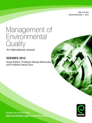 cover image of Management of Environmental Quality: An International Journal, Volume 25, Issue 1